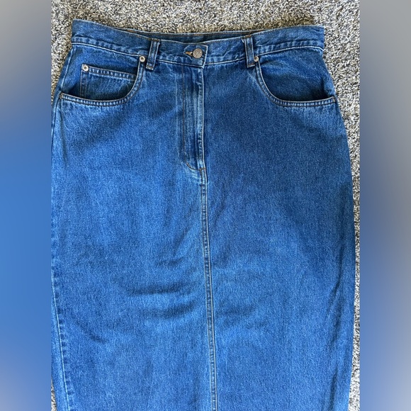 Bill Blass Vintage Midi 100% Cotton Denim Skirt size 14 - Picture 2 of 7